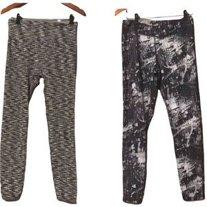 2 Pairs of Black & White Printed Exercise Yoga Running Relaxing Workout Leggings